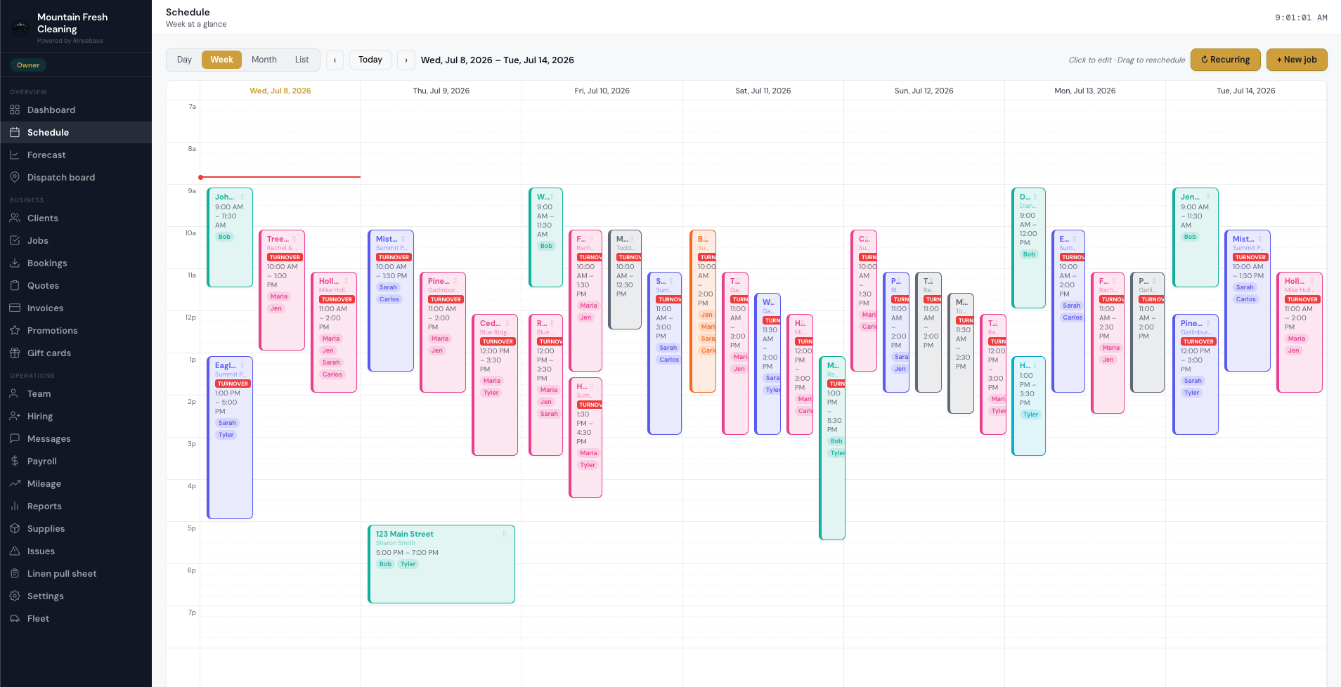 Rinsebase Schedule