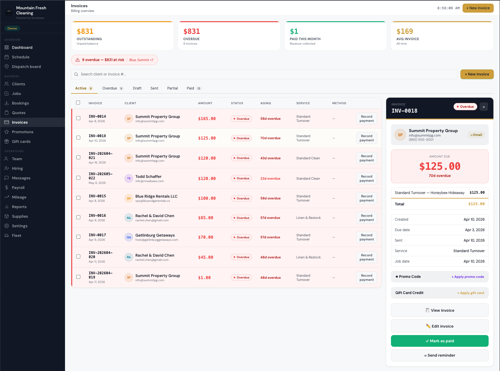 Rinsebase Invoices